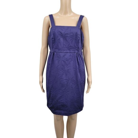 Tori Richard Slim Shady Irina Jacquard Palm Tree Print Mini Dress Navy - Picture 1 of 13